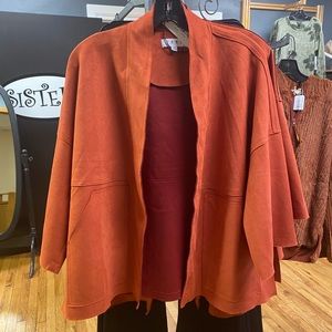 THML SUEDE FAUX SUEDE CARDIGAN W/ SIDE SLIT
